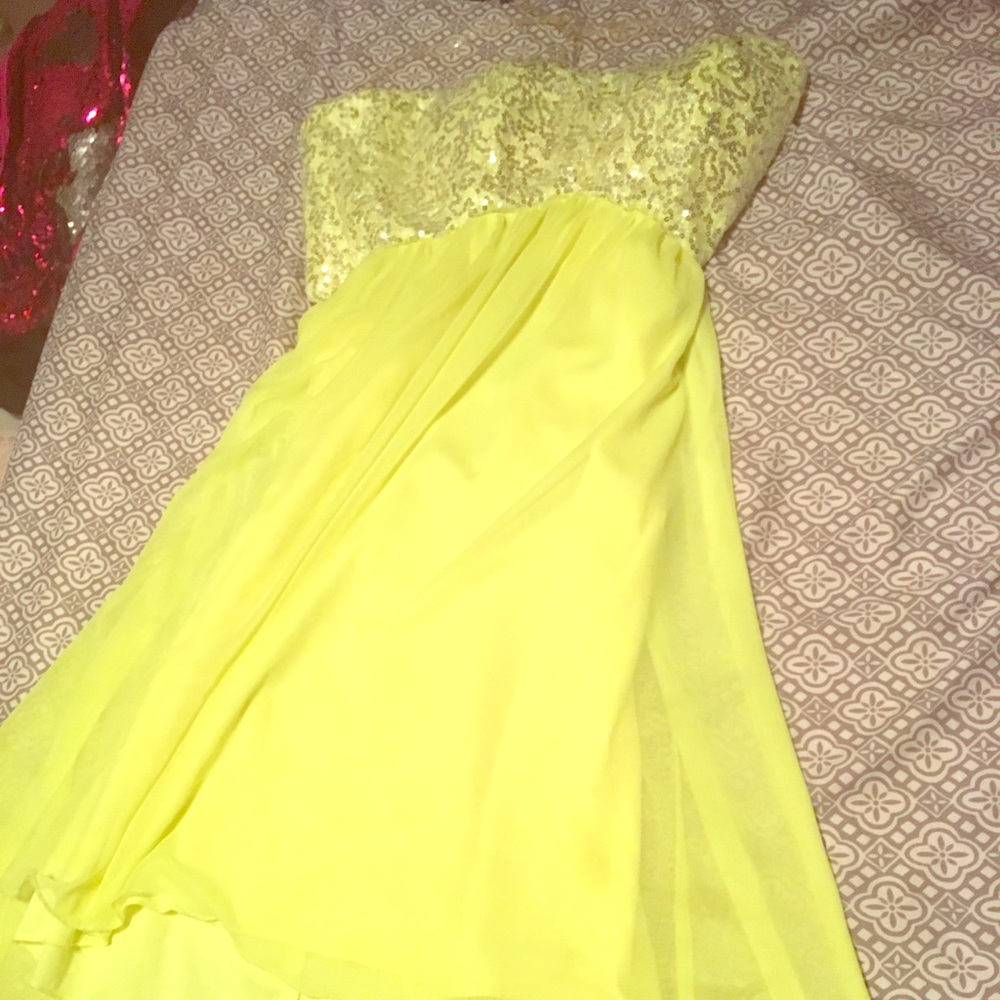 My Michelle neon sequined prom dress